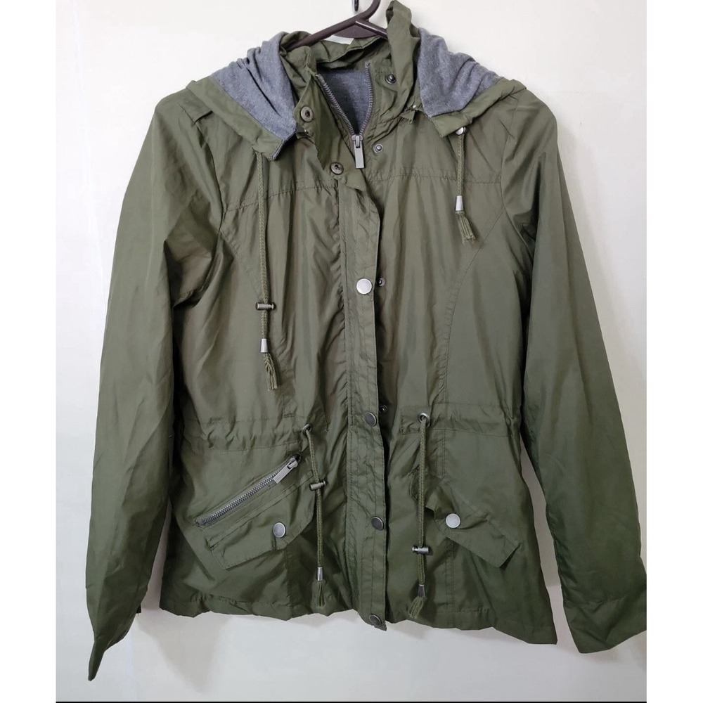 Women's/Girls Snobbish Collection, Green Hooded Jacket Windbreaker, Large Rain